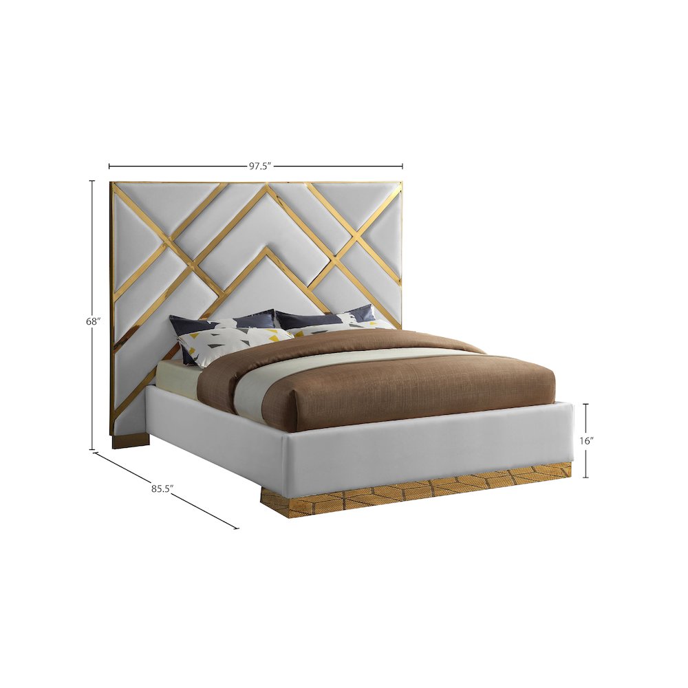 Vector White Vegan Leather King Bed. Picture 4