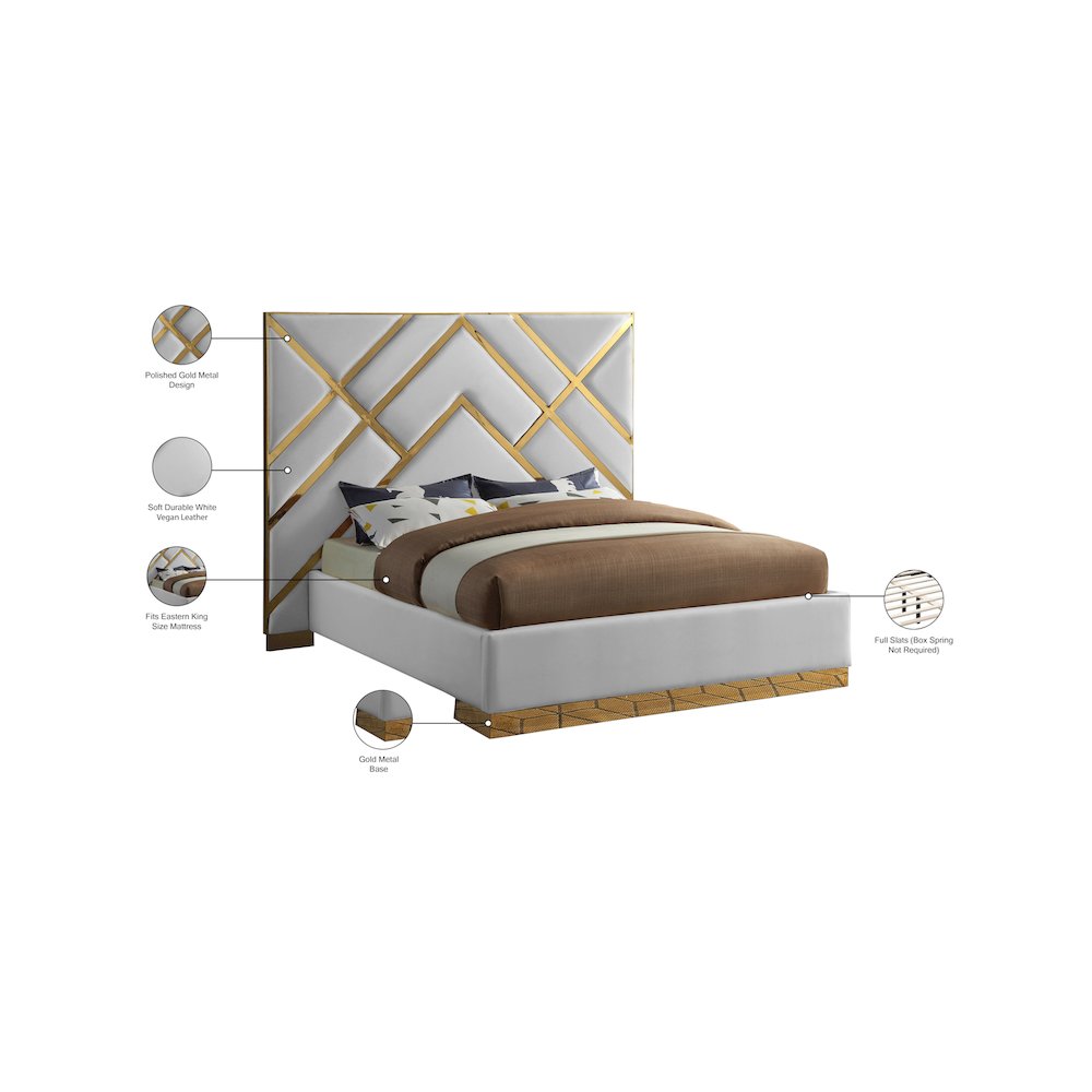 Vector White Vegan Leather King Bed. Picture 5