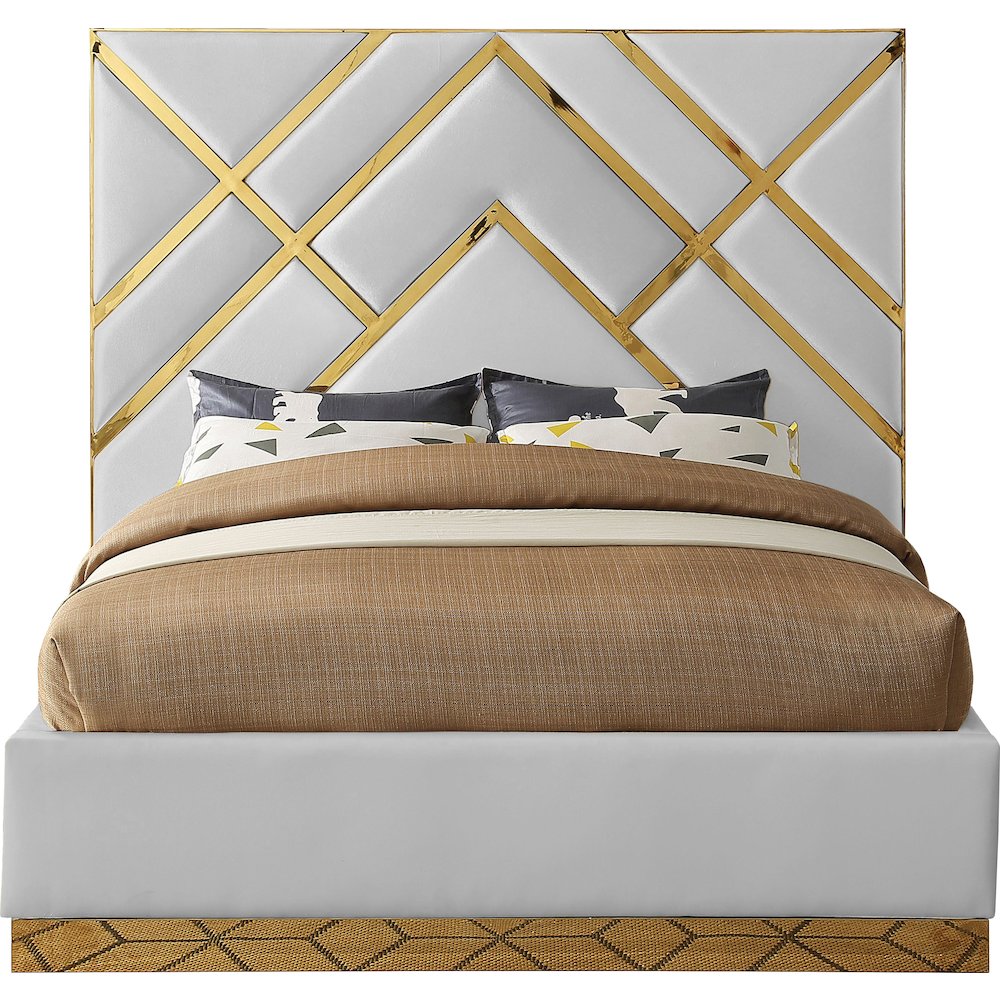 Vector White Vegan Leather King Bed. Picture 2