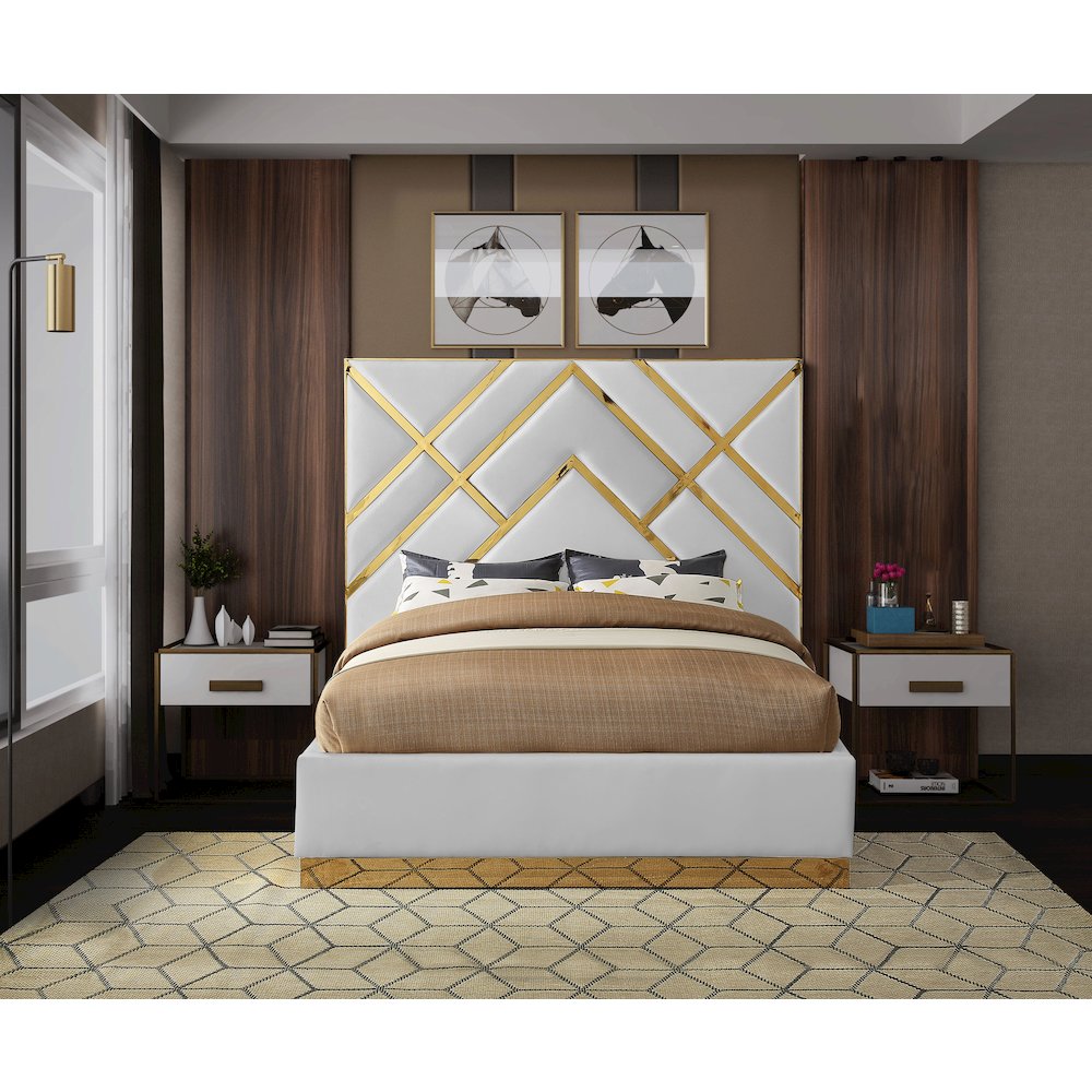 Vector White Vegan Leather King Bed. Picture 3