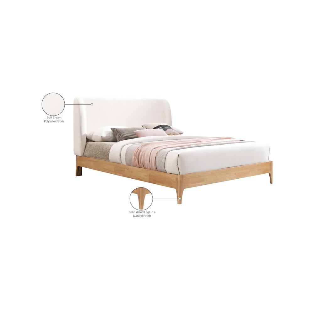 Ventura Cream Polyester Fabric King Bed. Picture 6
