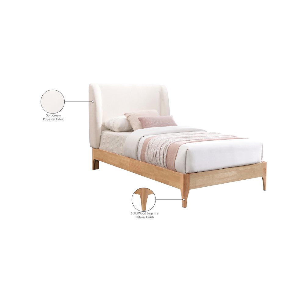 Ventura Cream Polyester Fabric Twin Bed. Picture 7