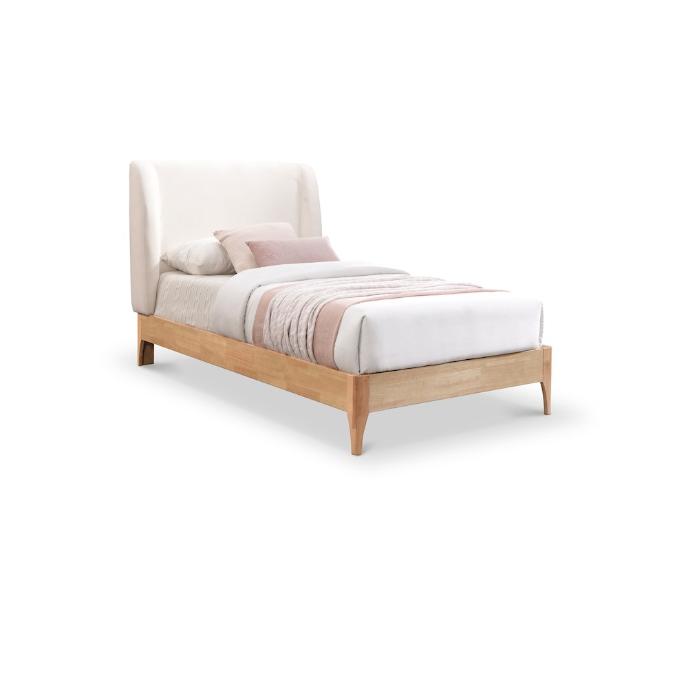 Ventura Cream Polyester Fabric Twin Bed. Picture 1