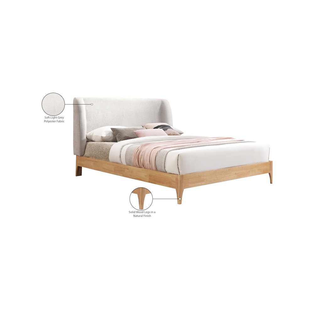 Ventura Grey Polyester Fabric Queen Bed. Picture 6