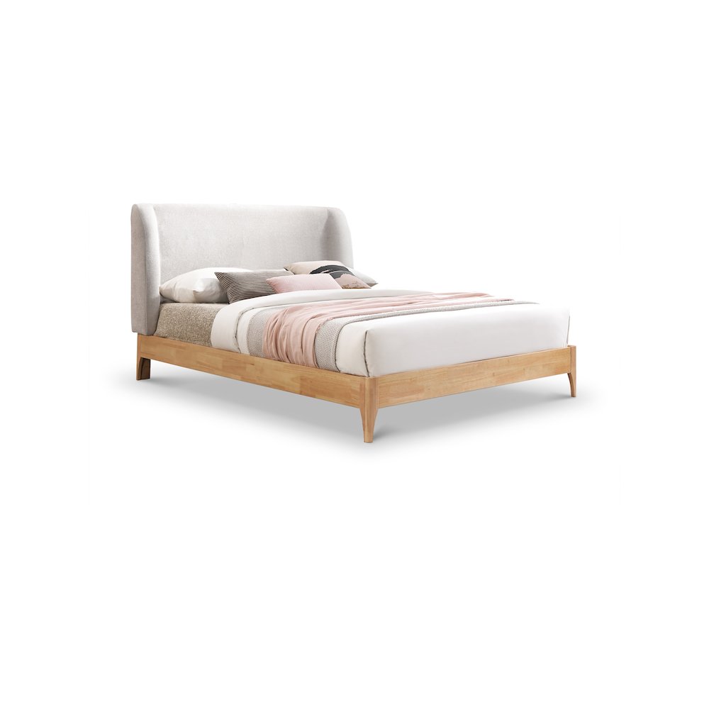 Ventura Grey Polyester Fabric Queen Bed. Picture 1
