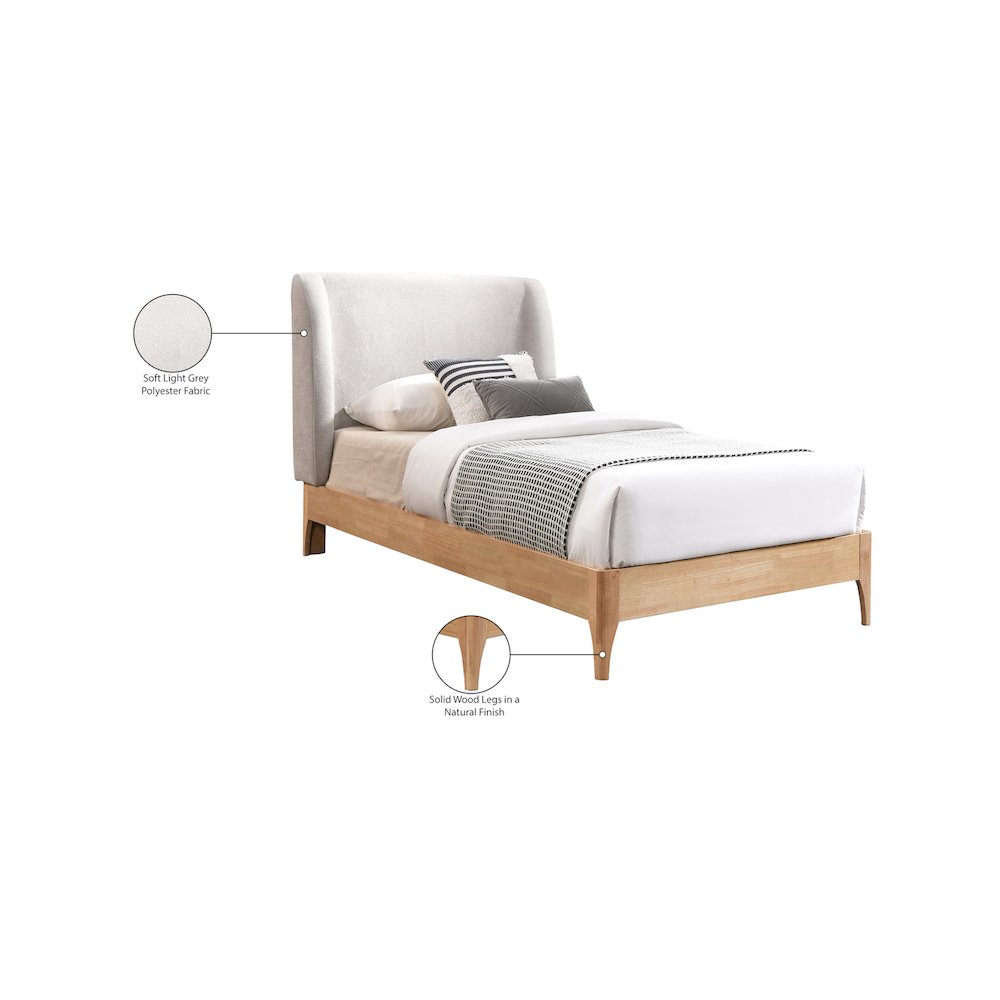 Ventura Grey Polyester Fabric Twin Bed. Picture 7