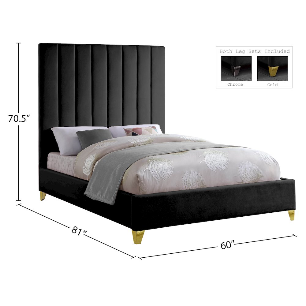 Via Black Velvet Full Bed. Picture 8