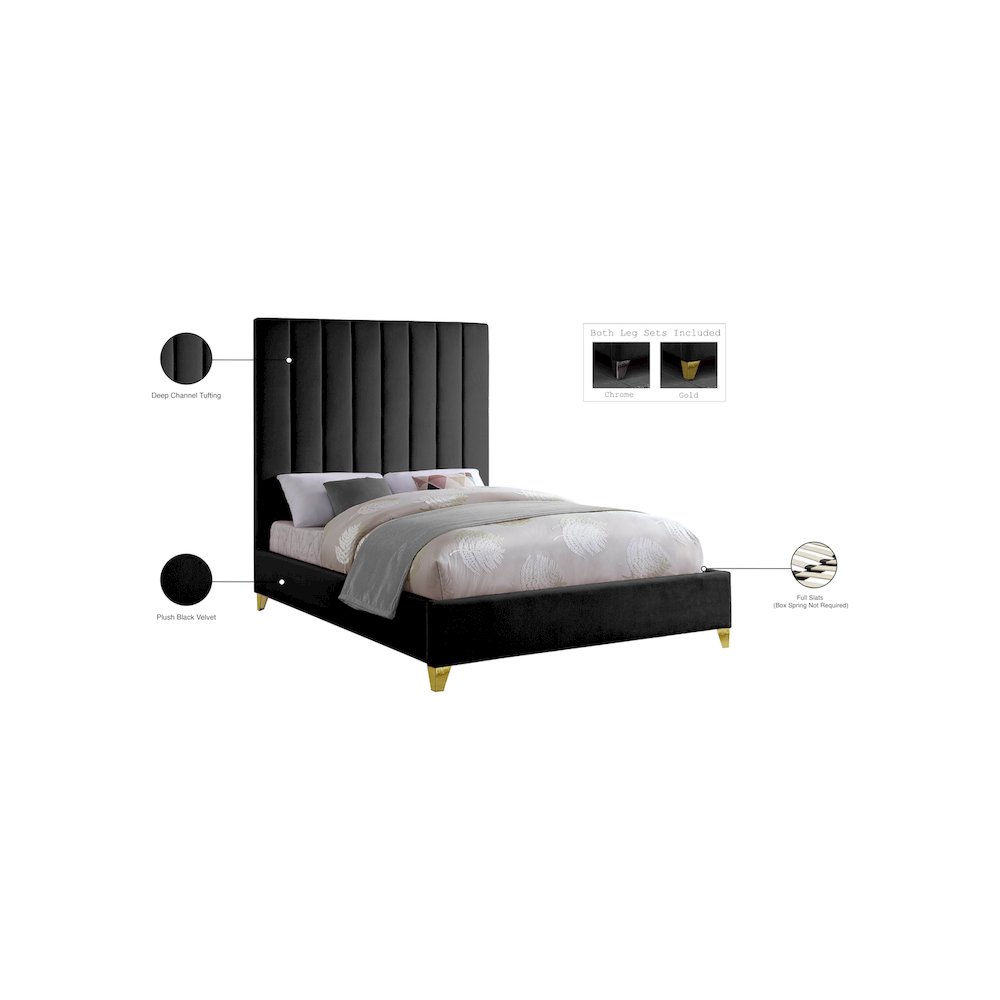 Via Black Velvet Full Bed. Picture 9