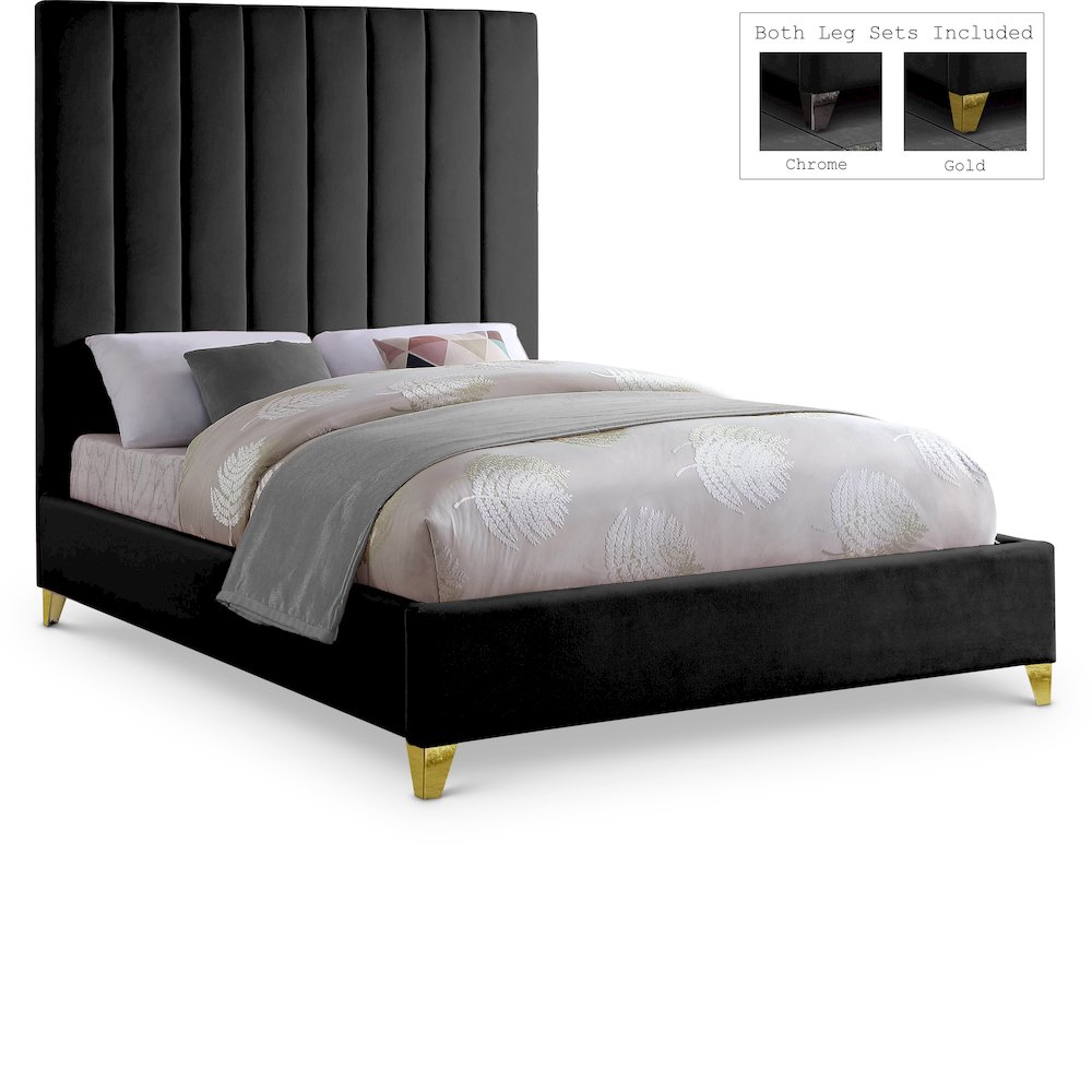 Via Black Velvet Full Bed. Picture 1