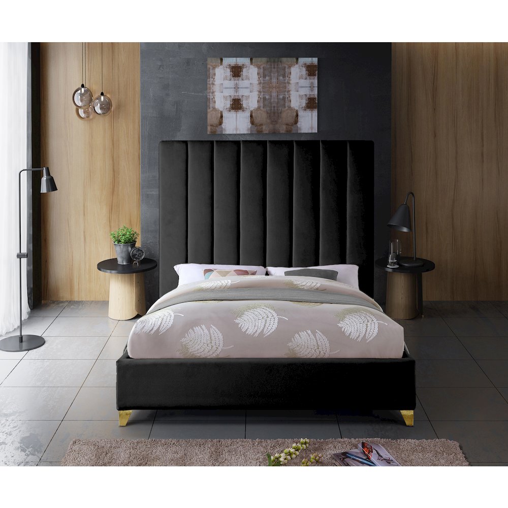 Via Black Velvet Full Bed. Picture 7