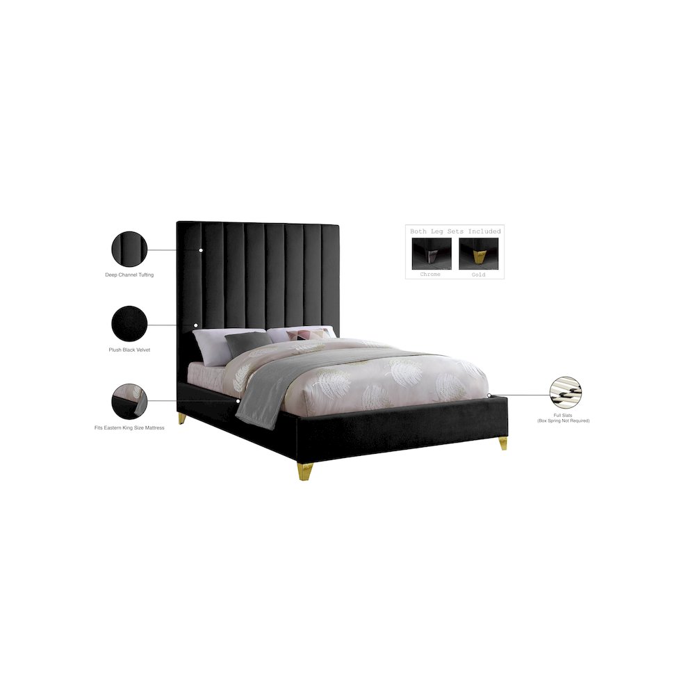 Via Black Velvet King Bed. Picture 9