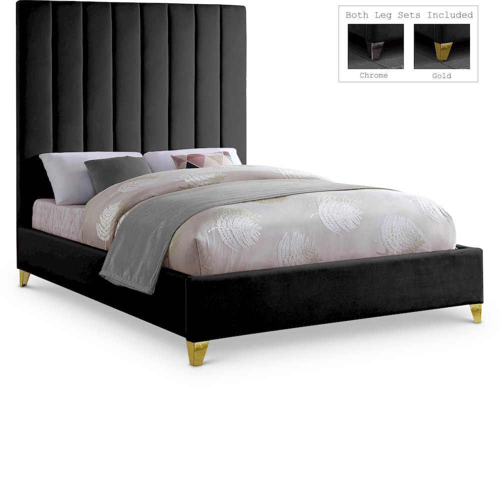Via Black Velvet King Bed. Picture 1