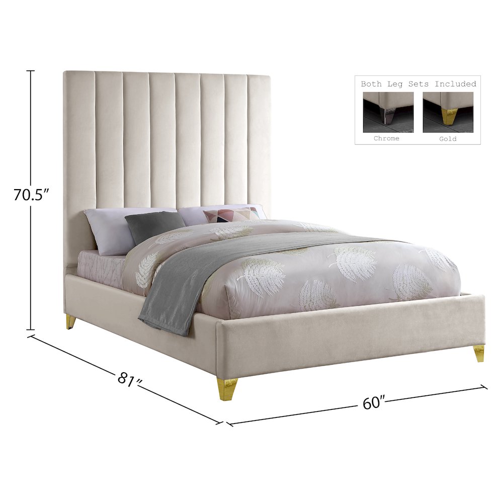 Via Cream Velvet Full Bed. Picture 8