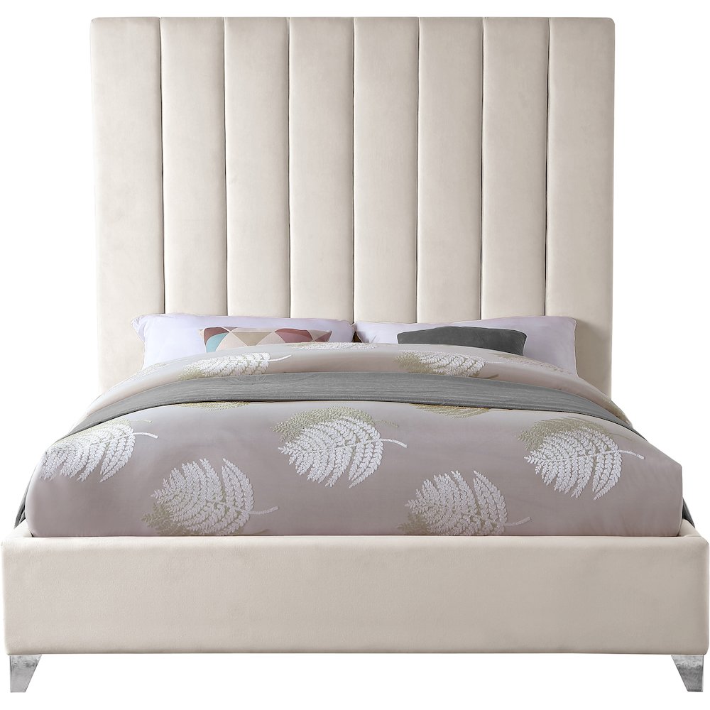 Via Cream Velvet Full Bed. Picture 4