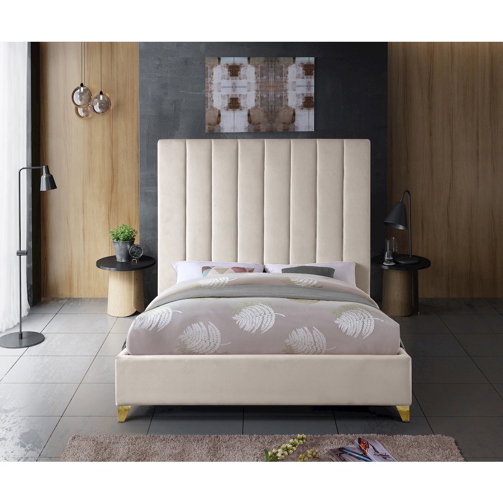Via Cream Velvet Full Bed. Picture 7