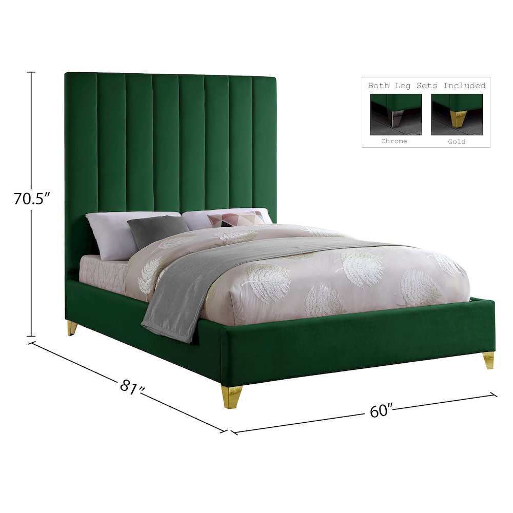 Via Green Velvet Full Bed. Picture 8