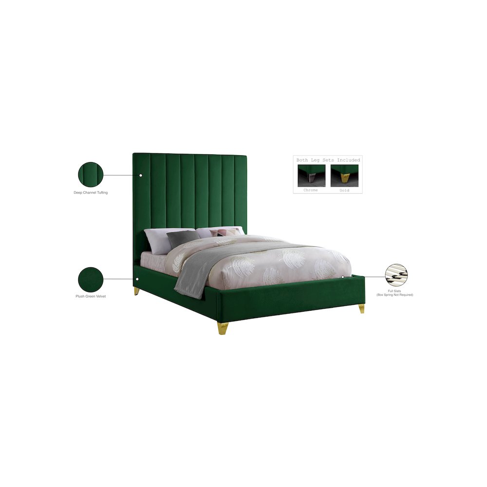 Via Green Velvet Full Bed. Picture 9