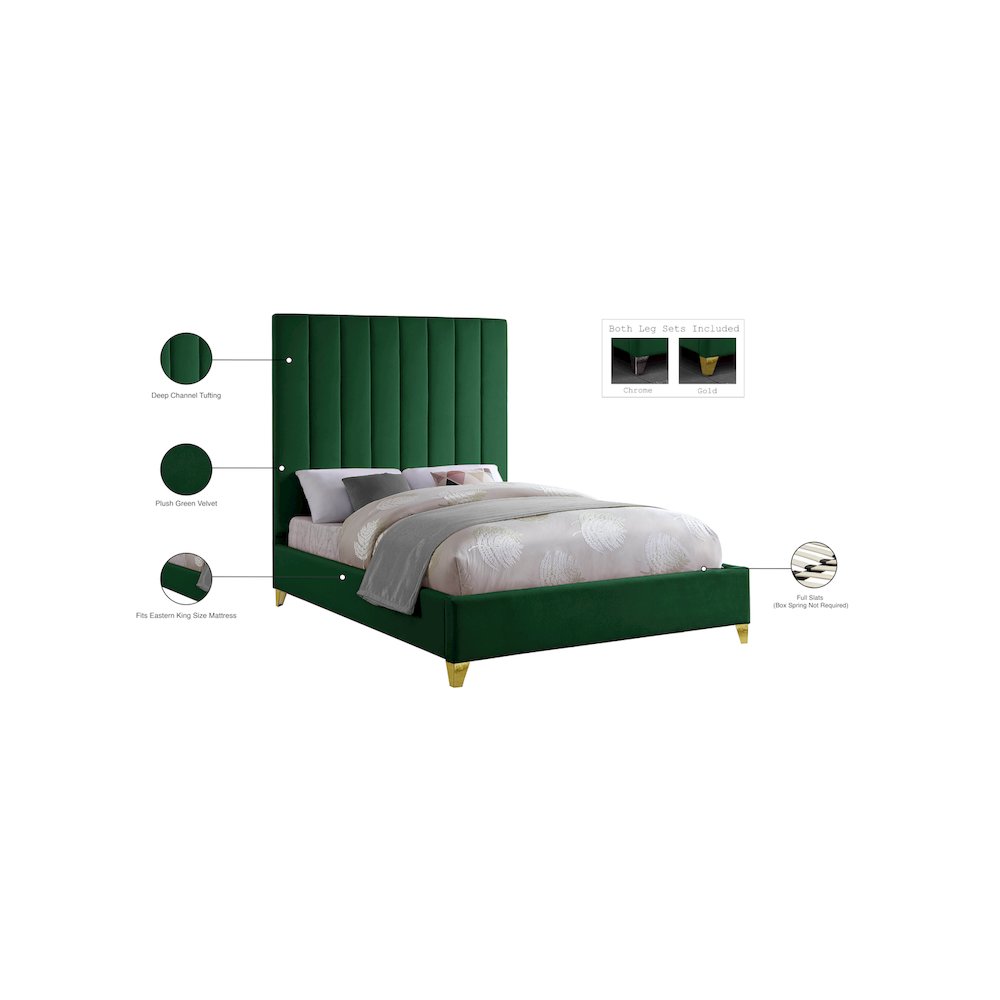 Via Green Velvet King Bed. Picture 9