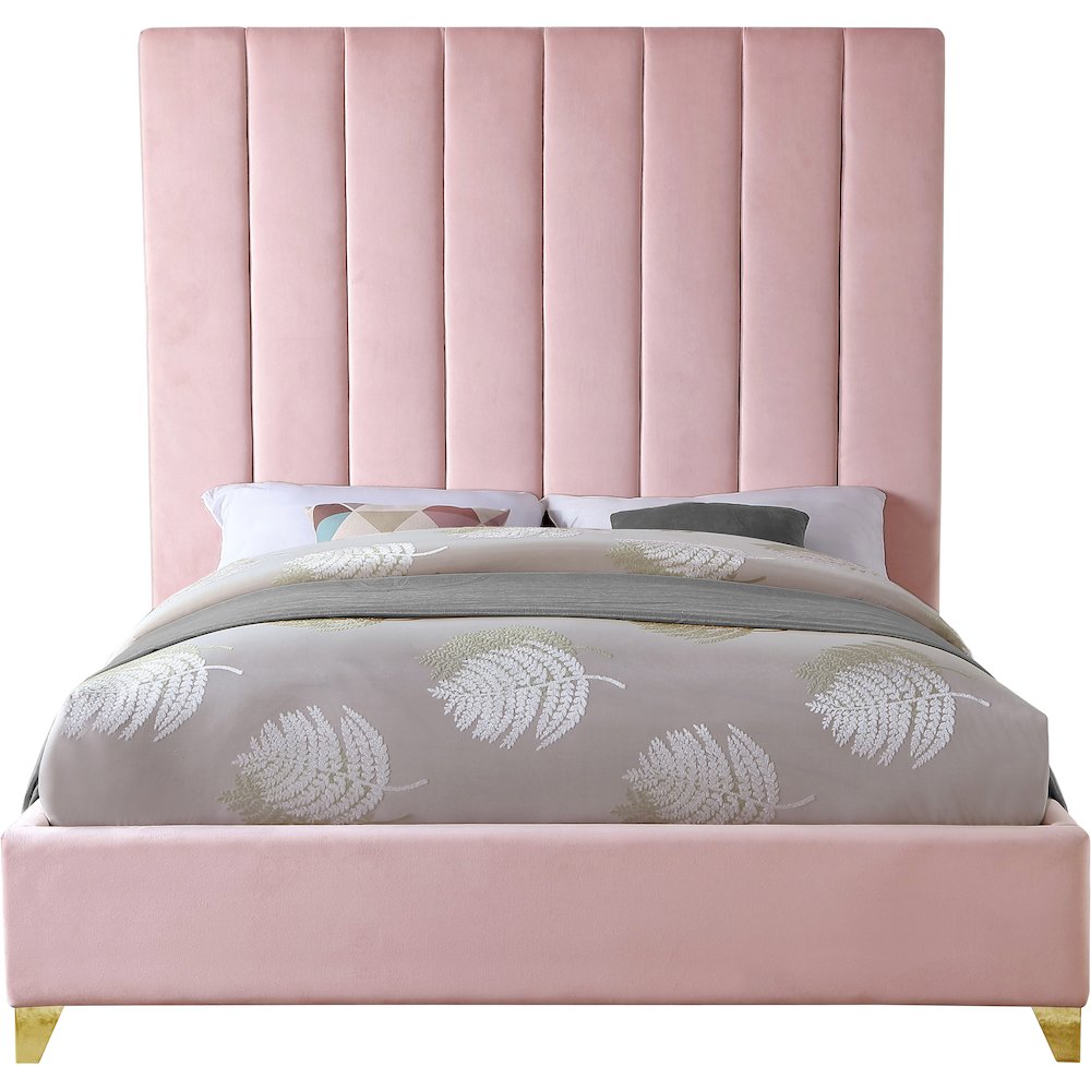 Via Pink Velvet King Bed. Picture 5