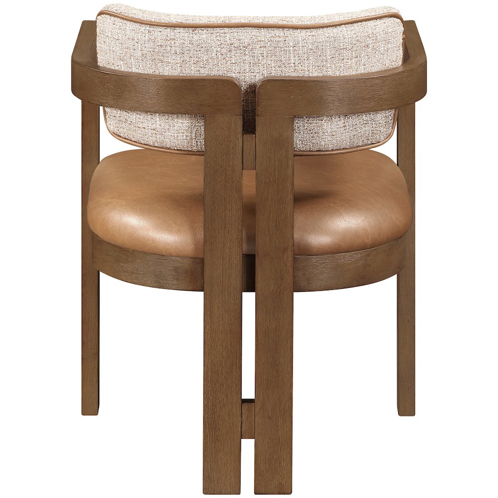 Ravina Cognac Vegan Leather and Linen Fabric Upholstered Dining Chair, Set of 2. Picture 7