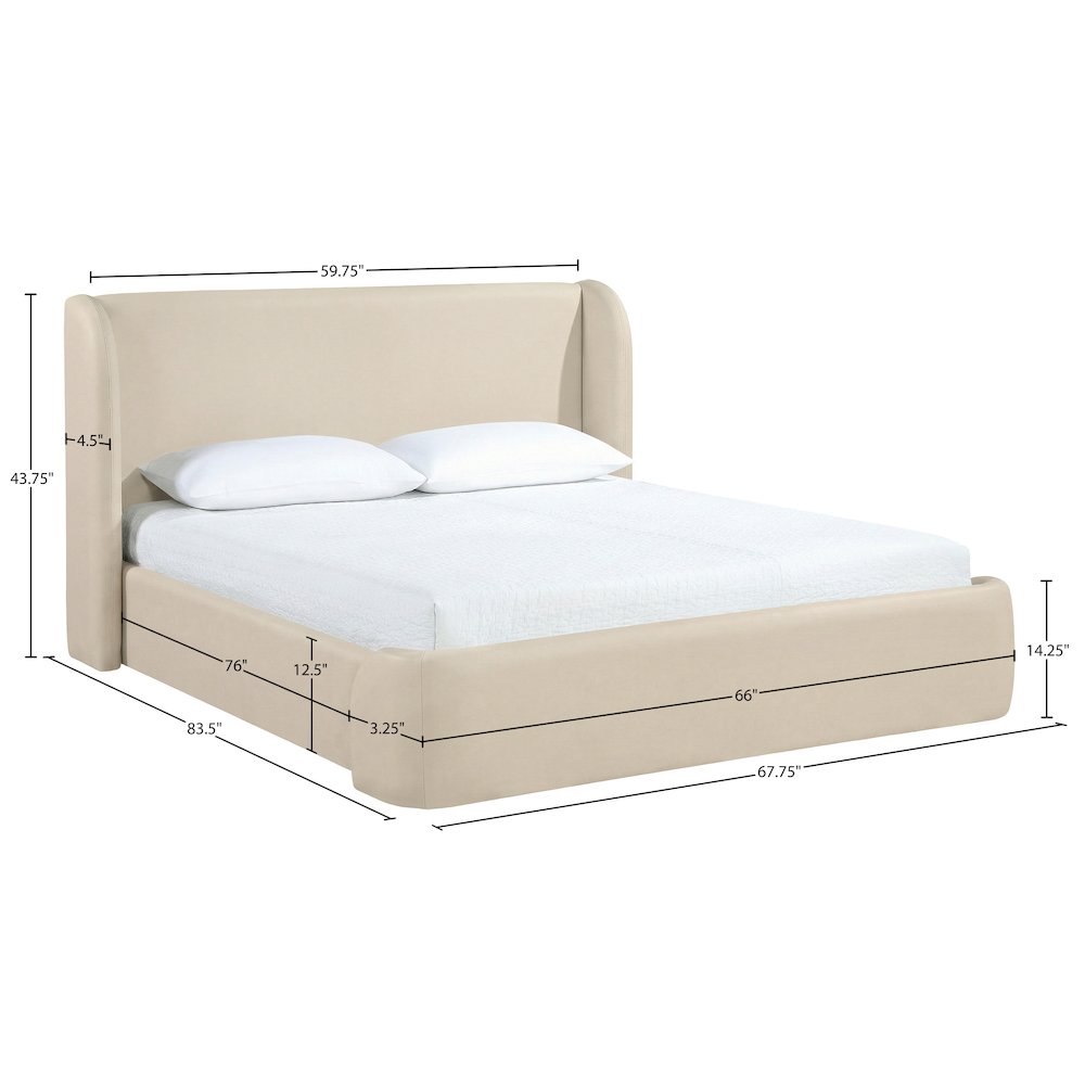 Warby Beige Vegan Leather Upholstered Full Bed. Picture 9