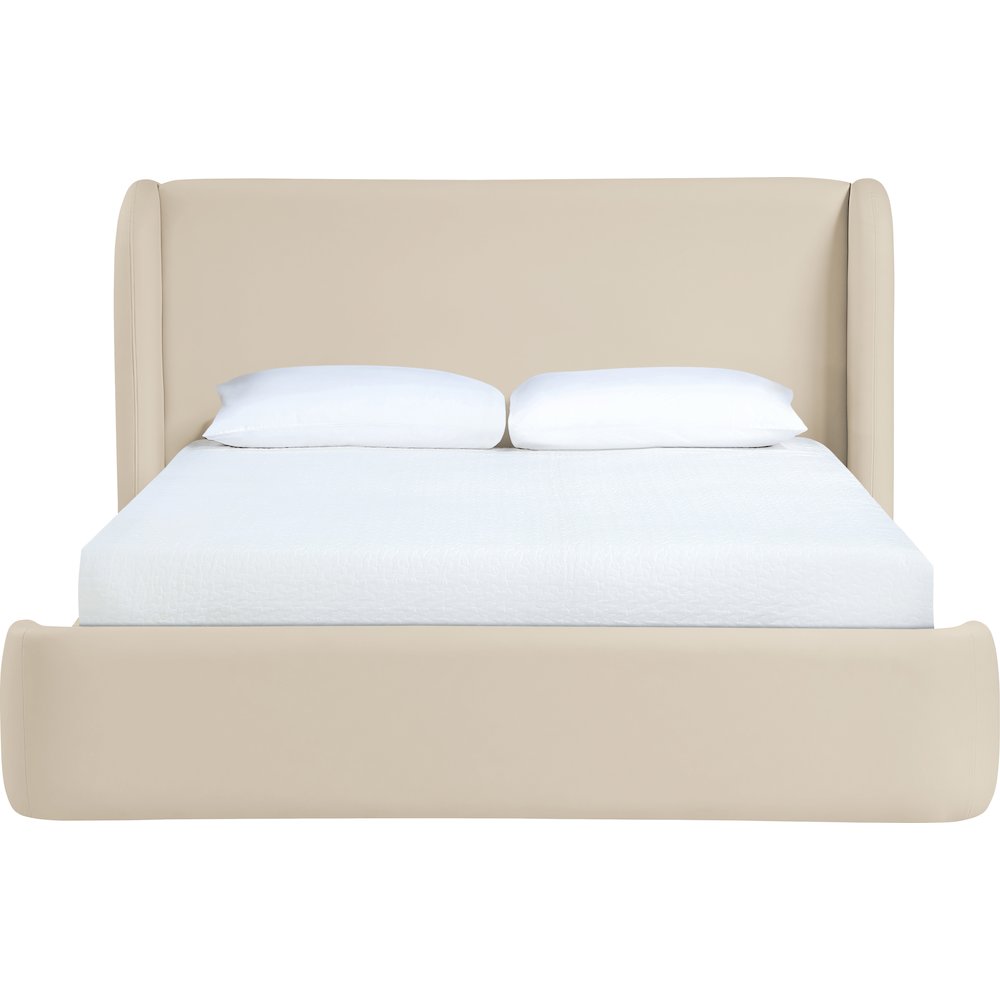 Warby Beige Vegan Leather Upholstered Full Bed. Picture 3