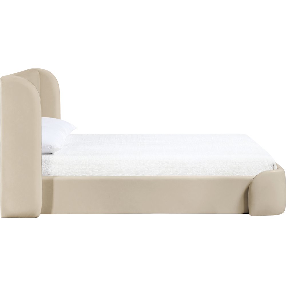 Warby Beige Vegan Leather Upholstered Full Bed. Picture 4