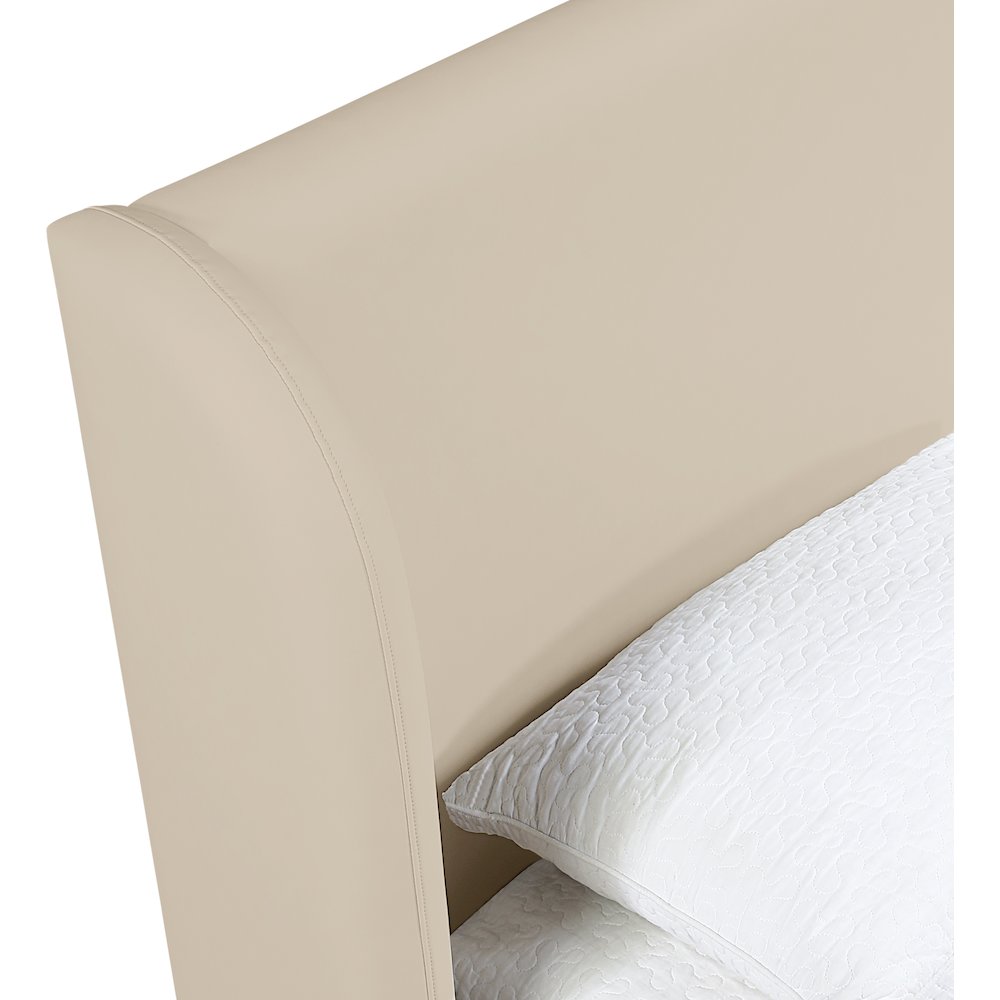 Warby Beige Vegan Leather Upholstered Full Bed. Picture 7