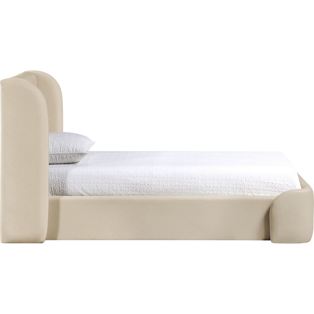 Warby Beige Vegan Leather Upholstered Twin Bed. Picture 4