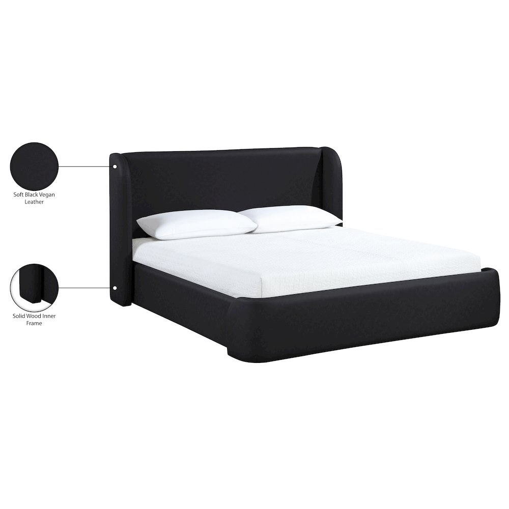 Warby Black Vegan Leather Upholstered Full Bed. Picture 10