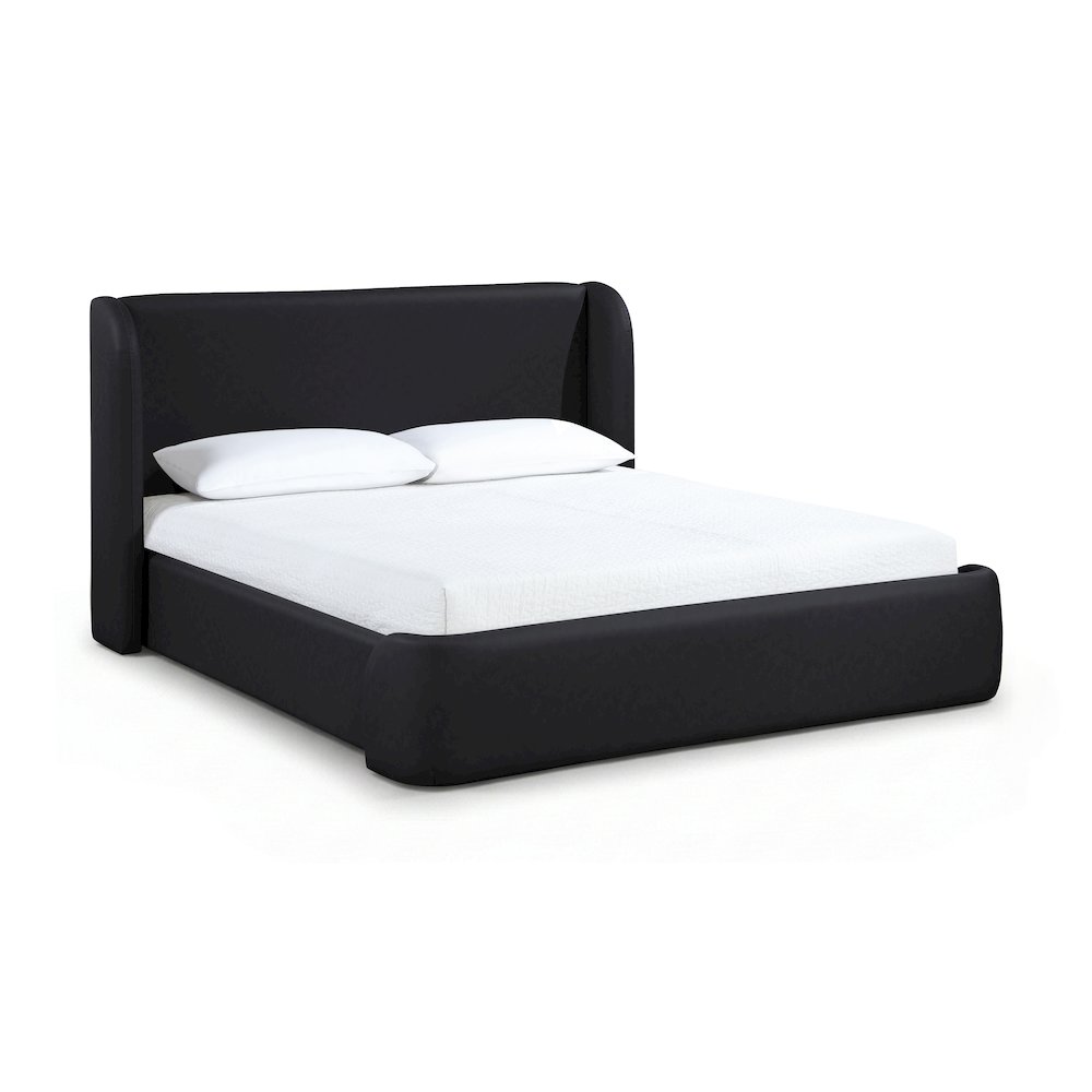 Warby Black Vegan Leather Upholstered Full Bed. Picture 1