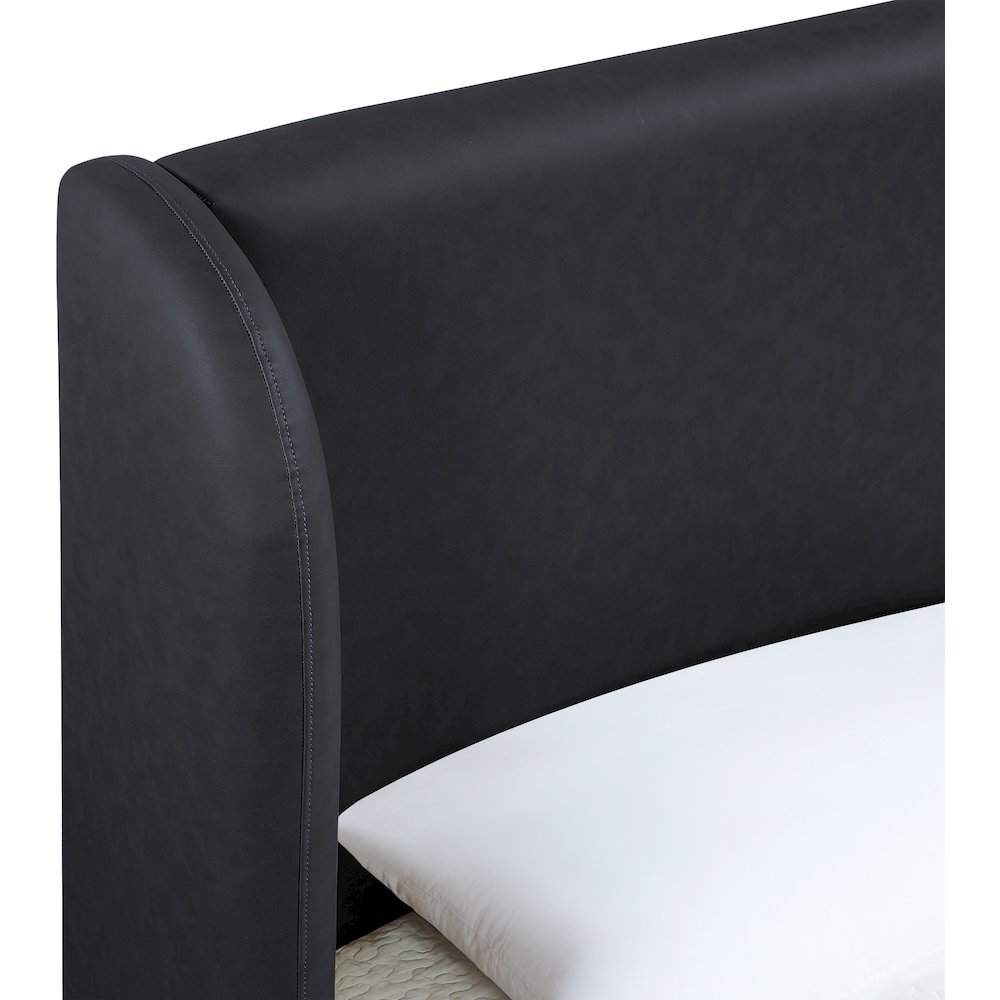 Warby Black Vegan Leather Upholstered Full Bed. Picture 7