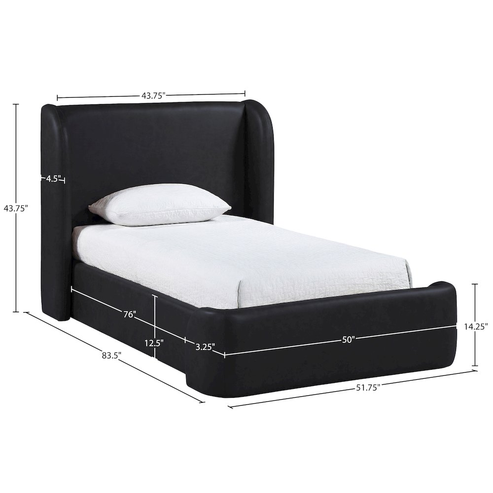 Warby Black Vegan Leather Upholstered Twin Bed. Picture 9
