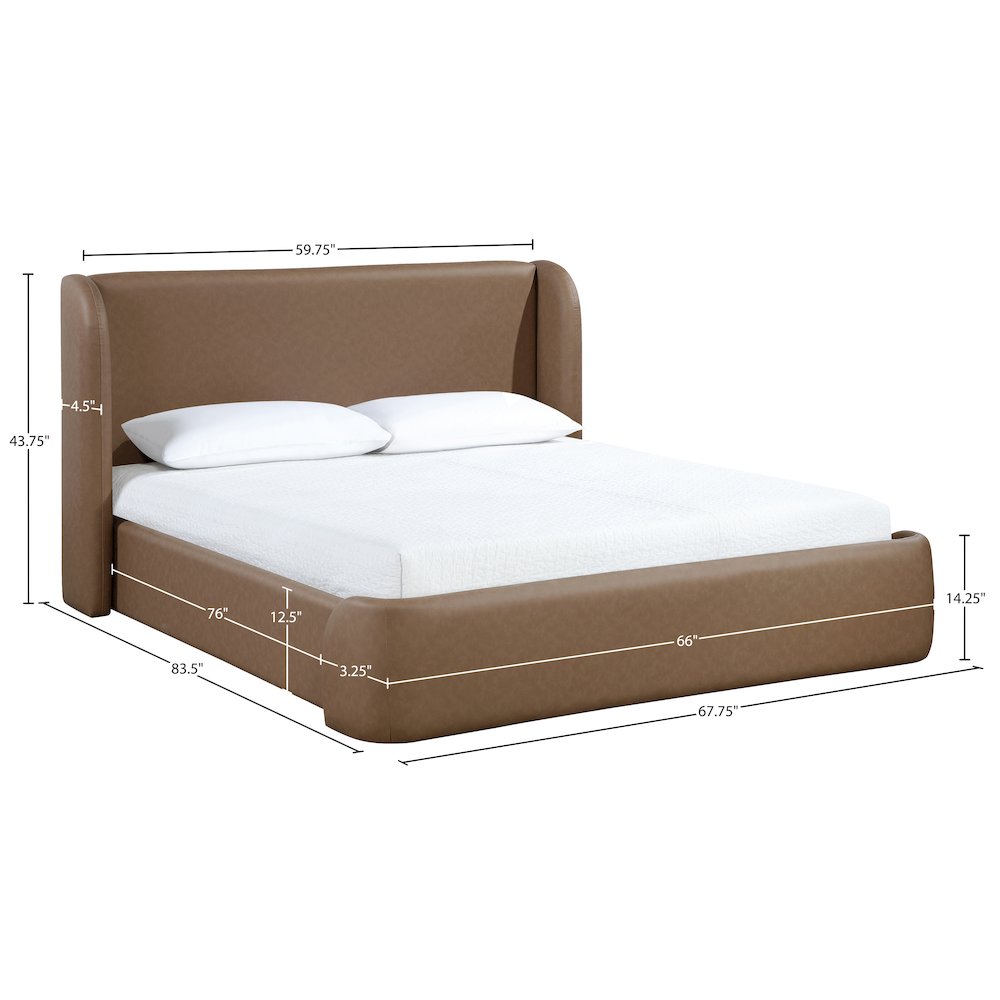 Warby Brown Vegan Leather Upholstered Full Bed. Picture 9