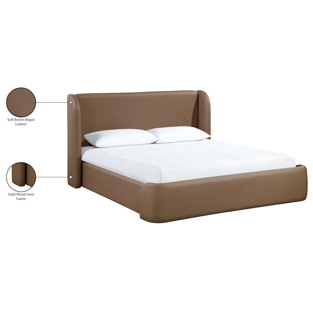 Warby Brown Vegan Leather Upholstered Full Bed. Picture 10