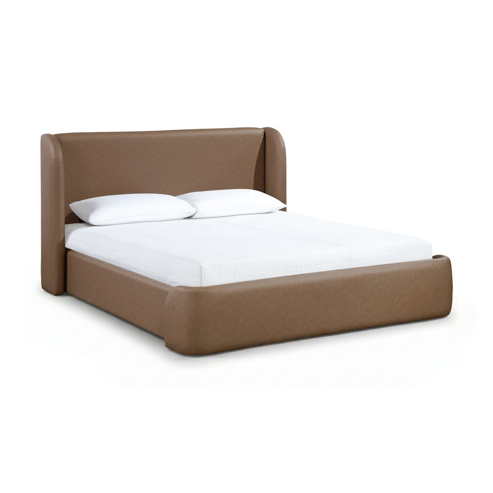 Warby Brown Vegan Leather Upholstered Full Bed. Picture 1