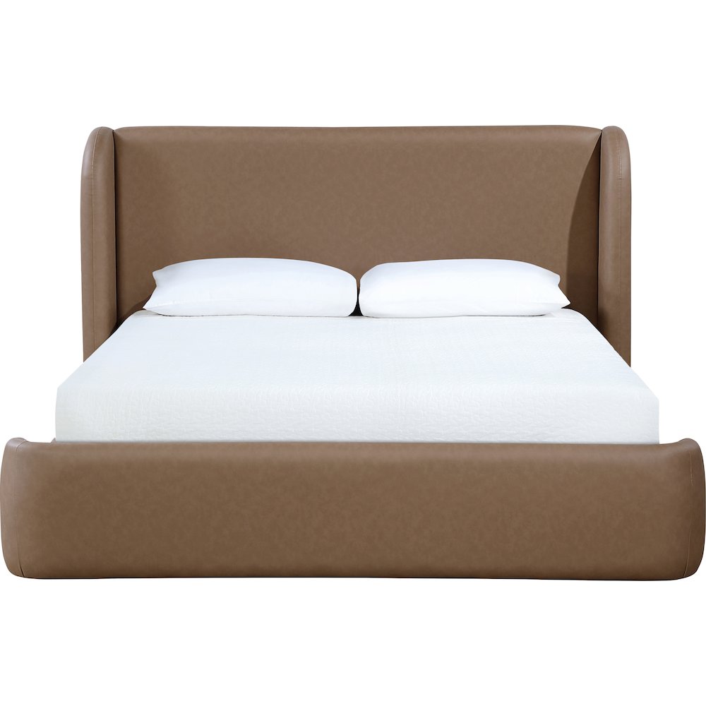 Warby Brown Vegan Leather Upholstered Full Bed. Picture 3