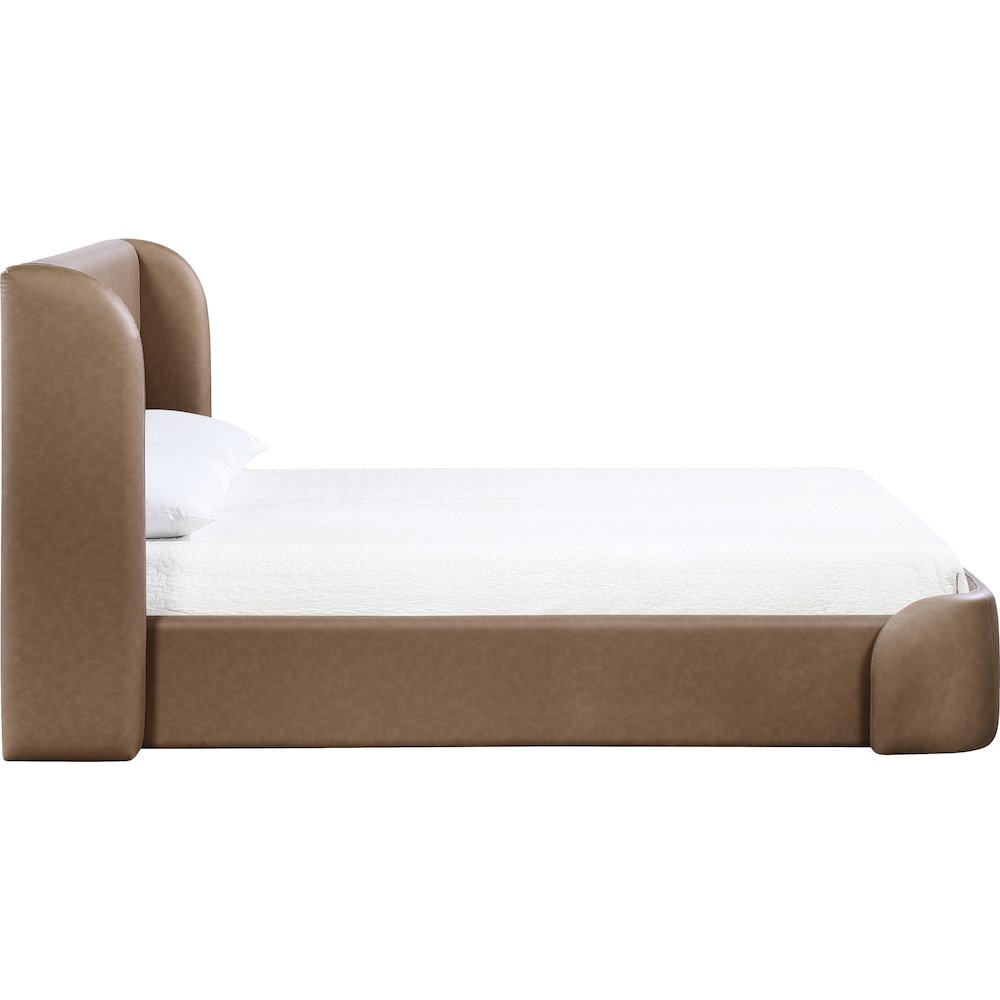 Warby Brown Vegan Leather Upholstered Full Bed. Picture 4