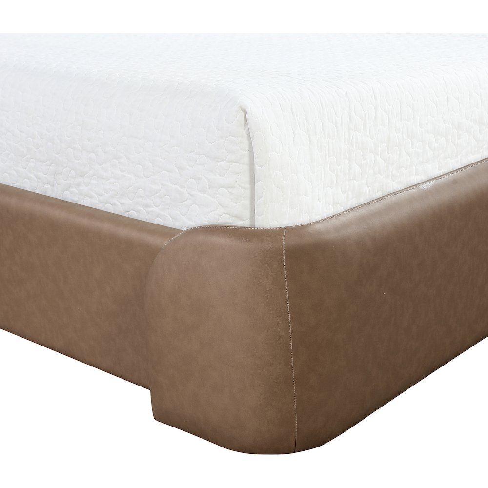 Warby Brown Vegan Leather Upholstered Full Bed. Picture 6