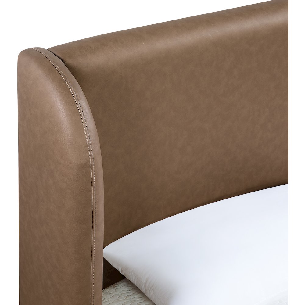Warby Brown Vegan Leather Upholstered Full Bed. Picture 7