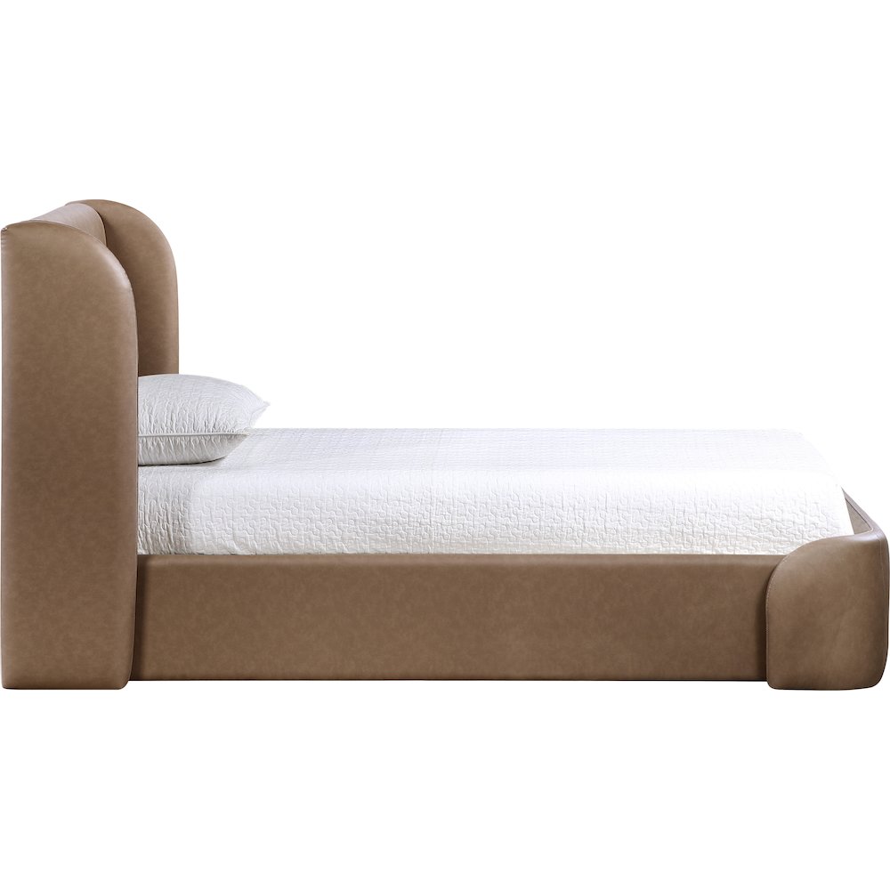 Warby Brown Vegan Leather Upholstered Twin Bed. Picture 4