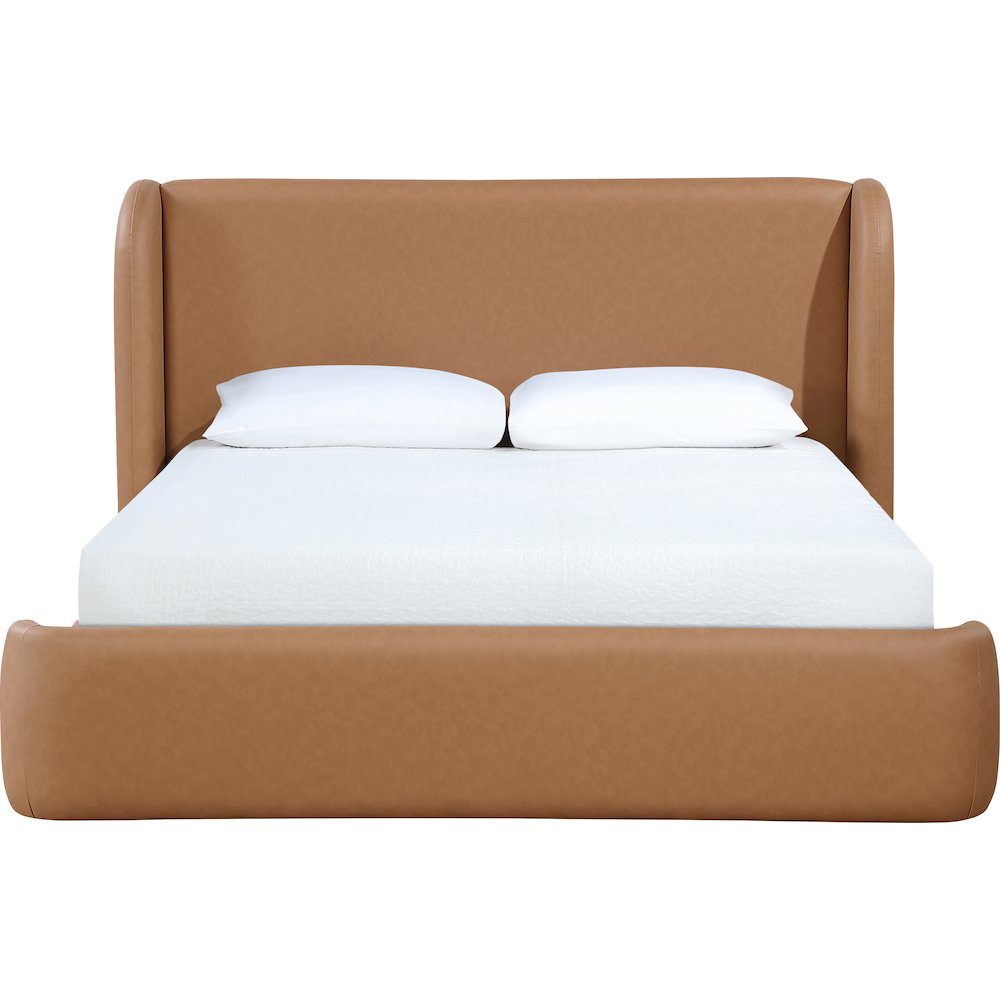 Warby Cognac Vegan Leather Upholstered Full Bed. Picture 3