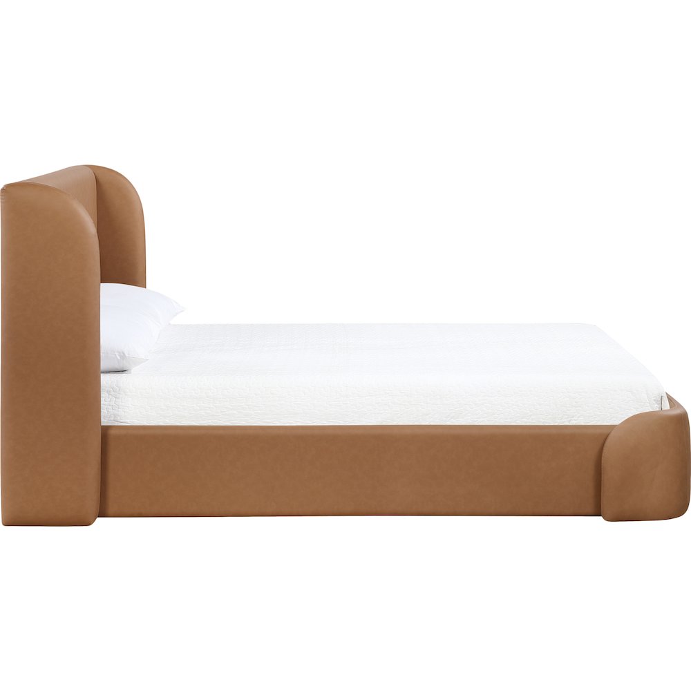 Warby Cognac Vegan Leather Upholstered Full Bed. Picture 4