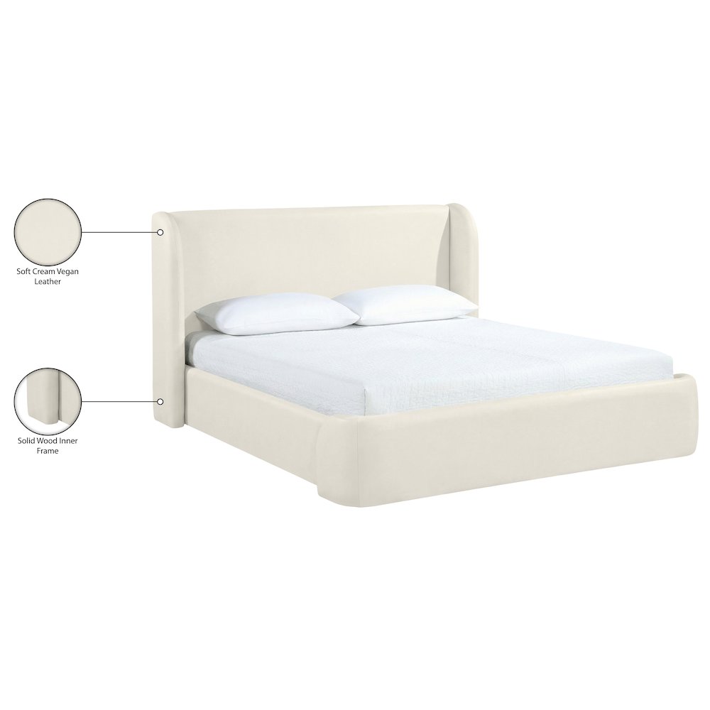 Warby Cream Vegan Leather Upholstered Full Bed. Picture 10