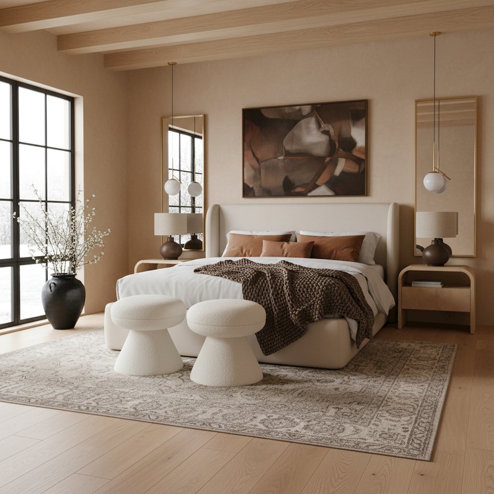 Warby Cream Vegan Leather Upholstered Full Bed. Picture 2
