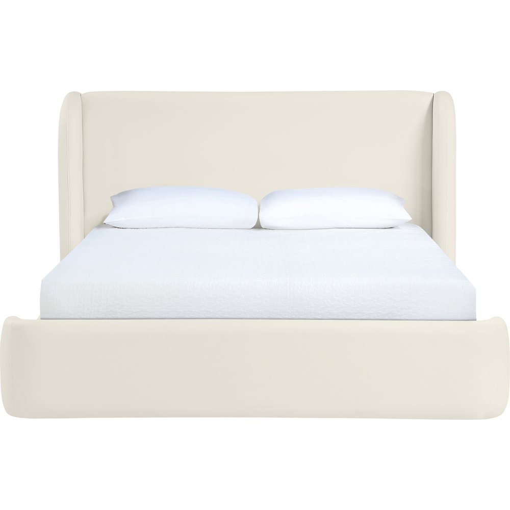 Warby Cream Vegan Leather Upholstered Full Bed. Picture 3