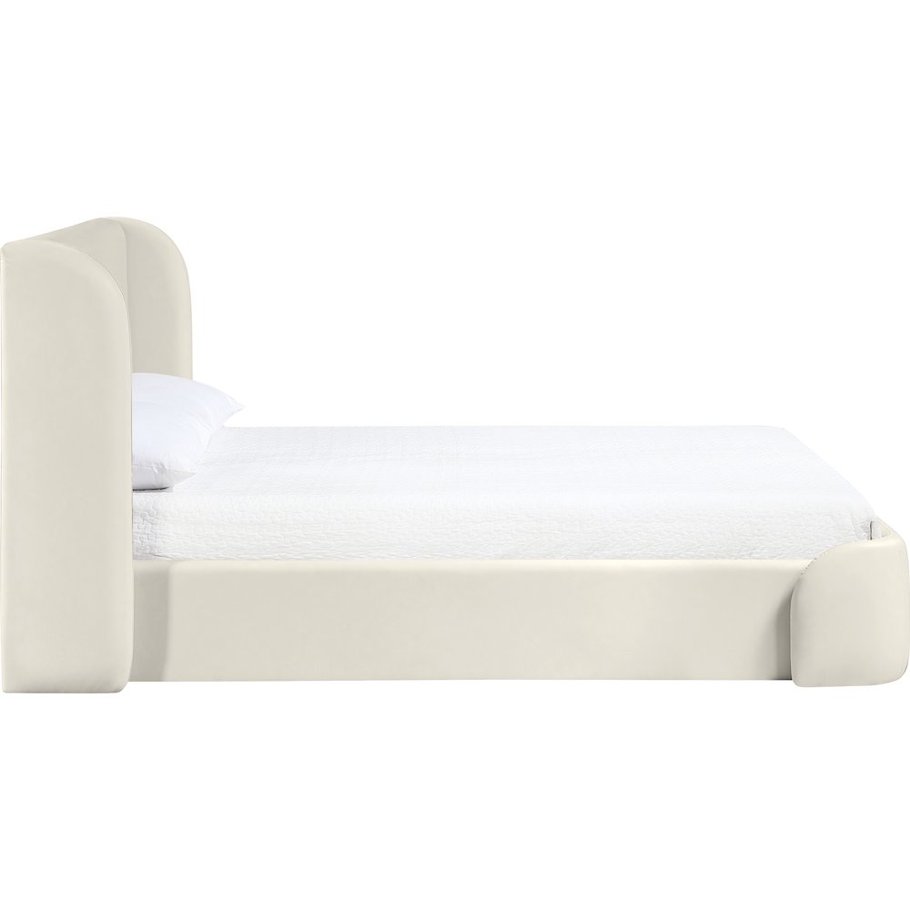 Warby Cream Vegan Leather Upholstered Full Bed. Picture 4