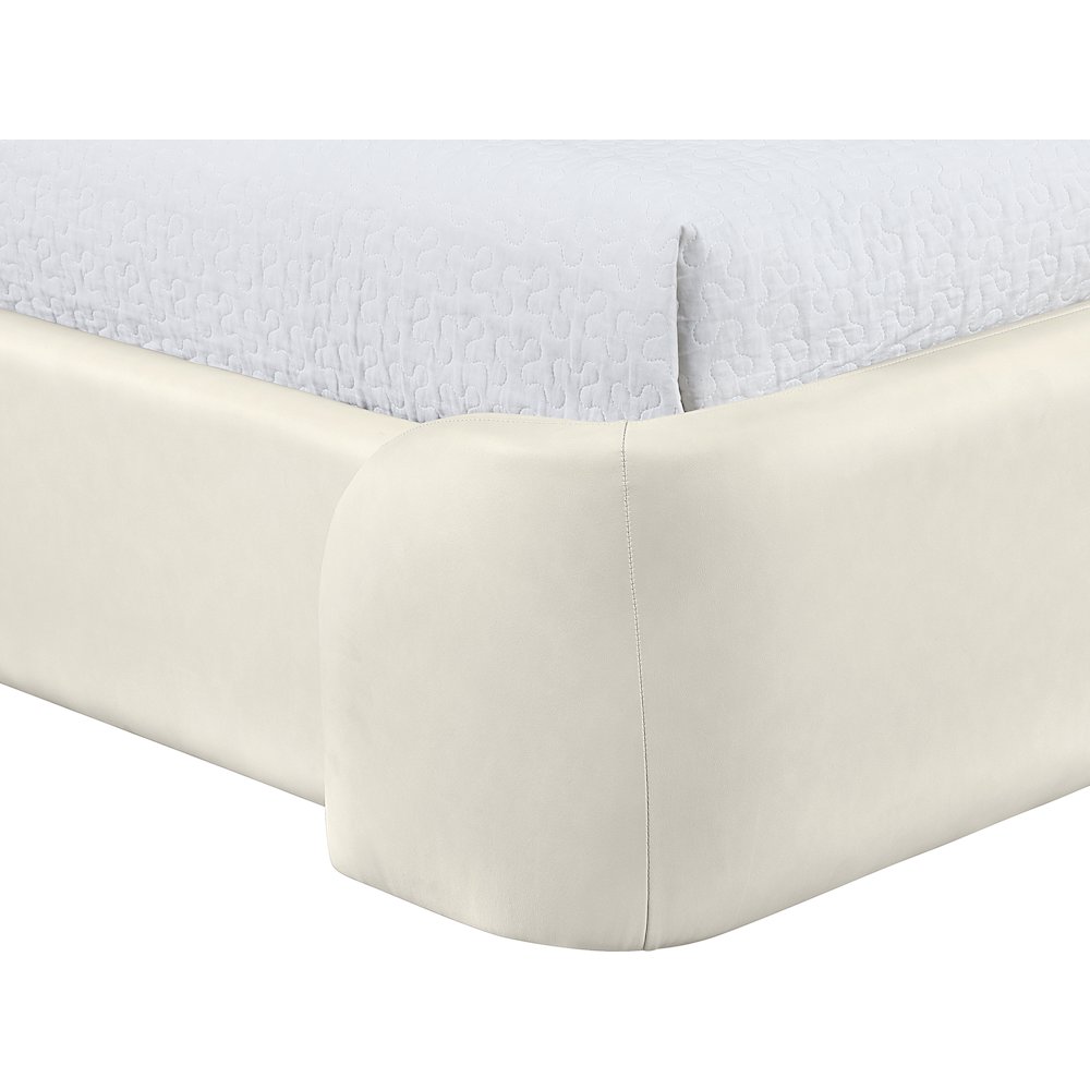Warby Cream Vegan Leather Upholstered Full Bed. Picture 6
