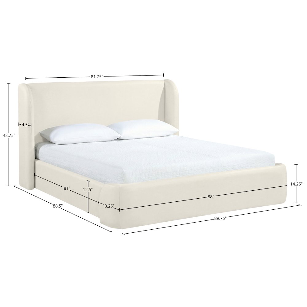 Warby Cream Vegan Leather Upholstered King Bed. Picture 9