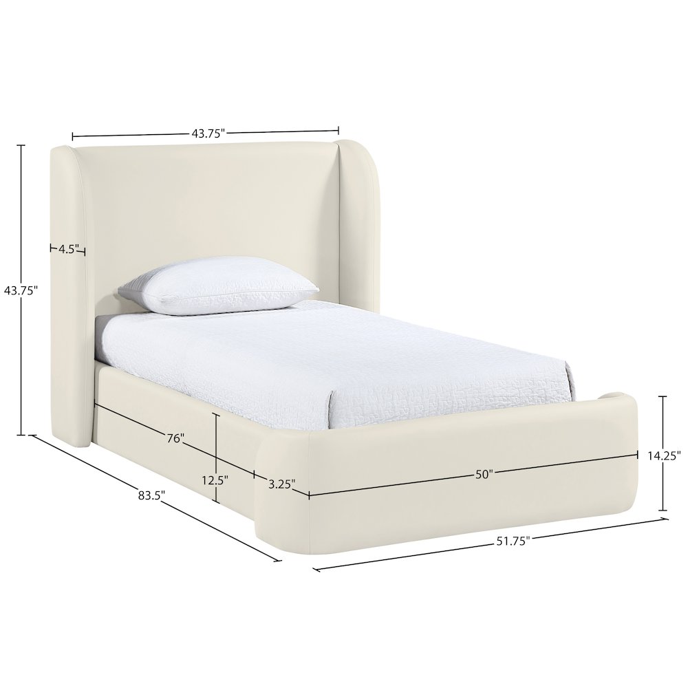 Warby Cream Vegan Leather Upholstered Twin Bed. Picture 9